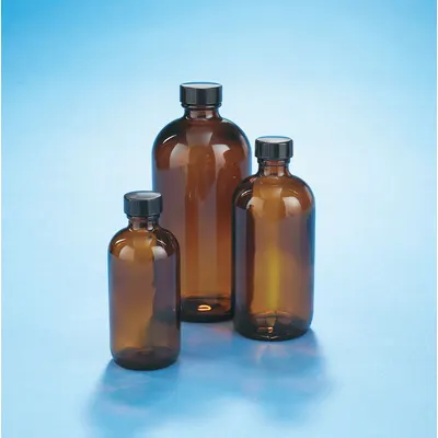 KIMBLE Storage Bottle: 60 mL, Amber, 20-400 mm, No Closure, 288, No Closure - Amber Narrow Mouth Round Glass Lab Bottles