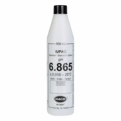 HACH Buffer Standard Solution: 500 mL Volume, Liquid, Bottle, Buffer, S11M003 - pH Buffers