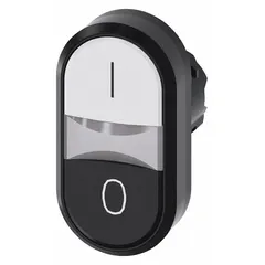 Two-button illuminated multihead push-button operator from the 3SU series. Features momentary/momentary action with an extended/flush profile. Non-metallic push buttons in a 22 mm mounting size. Suitable for control panel applications requiring dual-button actuation and visual status indication.