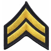 HEROS PRIDE Embroidered Patch: CPL, 3 in, Black/Gold, Plastic, Sew-On, Rank Insignia, 1 PR (MPN 15404C)