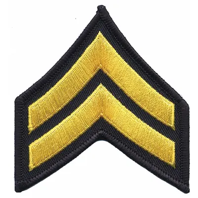 HEROS PRIDE Embroidered Patch: CPL, 3 in, Black/Gold, Plastic, Sew-On, Rank Insignia - Embroidered Insignia