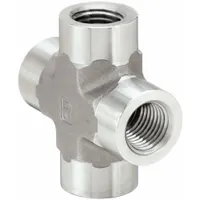 Metal Pipe Cross: Cross, 316 Stainless Steel, 3/8 in x 3/8 in x 3/8 in x 3/8 in, 4,500 psi (MPN 3/8 KMMOO-SS)