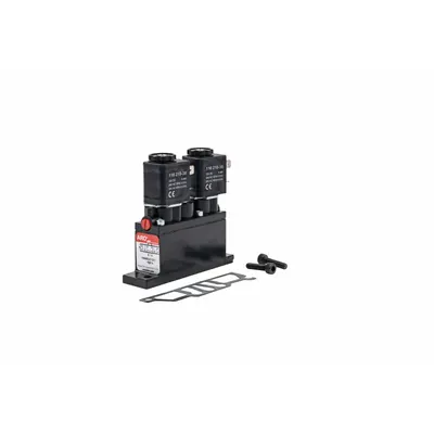 ARO Solenoid Air Control Valve: Alpha, Four-Way / Three-Position, 12V DC, 1/4 in Female NPT - ARO Alpha Series Solenoid-Operated Inline Air Control Valves
