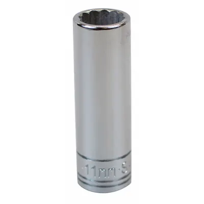 SK PROFESSIONAL TOOLS Socket: Metric, 1/4 in Drive Size, 11 mm Socket Size, 12-Point, Deep - 1/4" Drive Hand Sockets
