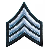HEROS PRIDE Embroidered Patch: SGT, 3 in, Black/Gray, Polyester/Rayon, Rank Insignia, 1 PR (MPN 5415S)