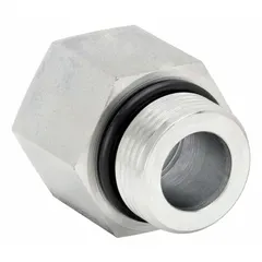 This steel adapter connects male threaded pipes to female SAE threaded ports in high-pressure hydraulic systems. Rated for maximum operating pressure of 4,500 psi. Configuration: 1 in x 1/2 in male threaded x female SAE threaded.