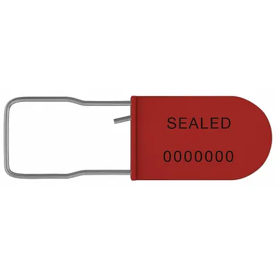 UNIVERSEAL Padlock Seals: Red, Plastic, 100 lb Breaking Strength, 1 3/16 in Hasp Lg - Metal Hasp Padlock Seals