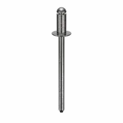 Inch-series domed-head blind rivet with 0.122" diameter, 1 9/26" length, 1/4" body length, and 1 11/32" overall length. Supplied in a 500-piece pack. Used for fastening materials in industrial assembly and metalworking applications.