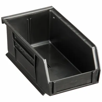 QUANTUM STORAGE SYSTEMS Hang and Stack Bin: 4 1/8 in x 7 3/8 in x 3 in, Black - Recycled Plastic Bins