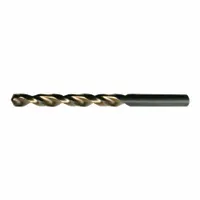 CLE-LINE Jobber Length Drill Bit: #6, 135° Split Point, Black & Gold HSS, Parabolic Flute (MPN C18506)