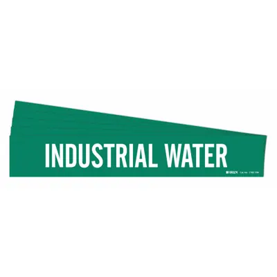 BRADY Pipe Marker: Industrial Water, Green, White, Fits 8 in and Larger Pipe O.D. - Industrial Water Adhesive Pipe Markers