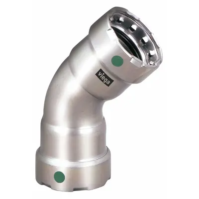 VIEGA MEGAPRESS Crimp Elbow Fitting: 1 in Pipe x 1 in Pipe Size, Press-fit x Press-fit - Potable Water Stainless Steel Press Fittings