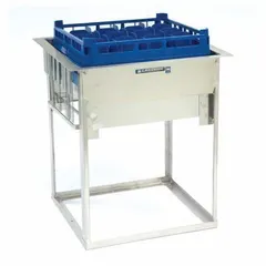 This open stainless steel cart from LAKESIDE is designed for organizing and dispensing drop-in trays and glasses in commercial foodservice settings. It features 12 trays and is NSF Certified for sanitation. Overall height is 28 1/4 inches, overall length is 25 3/16 inches. No casters included.