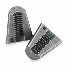 This 2-piece jaw set is a replacement part for pneumatic rivet tools. It is designed to grip and pull blind rivet mandrels during installation. Compatible with part number 6ZC22.
