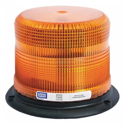 ECCO Beacon Light: Flashing Beacon, Amber, 4 7/8 in Overall Ht, LED - Vehicle Flashing Beacons