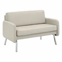 OFFICE STAR PRODUCTS Sofa: Beige, Beige, Faux Leather, Metal, 42 1/2 in Seat Wd, 18 1/2 in Seat Dp (MPN SL5602-PD28)