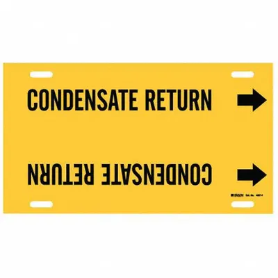 BRADY Pipe Marker: Condensate Return, Yellow, Black, Fits 6 to 7 7/8 in Pipe O.D. - Condensate Return Strap-On Pipe Markers