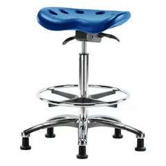 Polyurethane Lab Stool, Height Range 23 in to 33 1/2 in, 17 in Seat Width, 14 in Seat Depth, 5 Glides, Aluminum Base, Foot Support