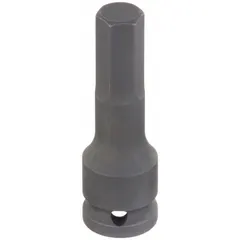 This hex impact bit socket is designed for driving hex fasteners with impact tools. It features a fixed insert design for secure engagement and torque transfer. The 10 mm tip size and 2 23/64 in overall length make it suitable for use in automotive repair, construction, and industrial assembly.