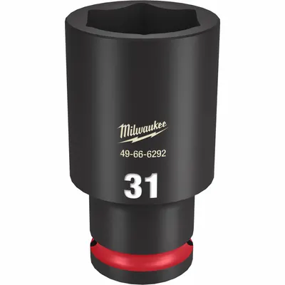 MILWAUKEE Deep Impact Socket: 1/2 in Drive Size, Metric, 31 mm Socket Size, 6-Point - 1/2" Drive Impact Sockets