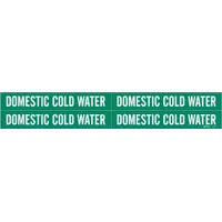 Pipe Marker: Domestic Cold Water, Green, White, Fits 3/4 to 2 3/8 in Pipe O.D., 4 Pipe Markers (MPN 7084-4)