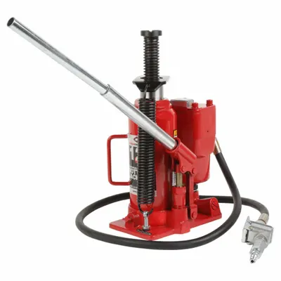 AMERICAN FORGE & FOUNDRY Bottle Jack: Steel, Air/Mechanical, 12 ton Load Capacity - High-Clearance Bottle Jacks