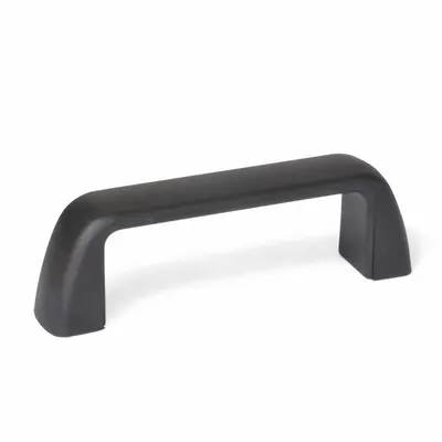 JW WINCO Pull Handle: Threaded Holes, Plastic, Black, M6 Screw Size, 0.32 in - Standard Pull Handles