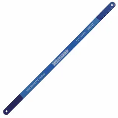 Bi-metal hacksaw blade with 24 teeth per inch for cutting ferrous and non-ferrous metals. Blade length 12 in, width 1/2 in, thickness 0.022 in. Suitable for general maintenance, fabrication, and repair tasks.