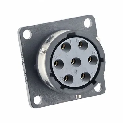 SOURIAU Electrical Connector: Trim Trio UTGX 14, Square Flange Receptacle, 6 + Ground Contacts - Trim Trio UTGX Harsh Environment Circular Connectors