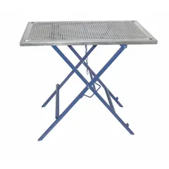 Fixed-height folding welding table with a grid-pattern work surface. Supports up to 600 lb. Dimensions: 40 in width, 24 in depth, 36 in height. Suitable for welding, fabrication, and assembly tasks in workshops and light industrial settings.