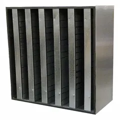 This 1-stage box air filter is designed for negative air machines, capturing airborne particulates in construction, remediation, and industrial environments. It has a maximum airflow of 1200 cfm and nominal dimensions of 24 in height by 24 in width. Compatible with manufacturer model OA2200C.