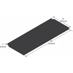 Phenolic shelf component with a black finish and 11 gauge construction. Measures 30 inches long, 8 inches wide, and 1 inch high. Used in laboratory shelving systems for organizing equipment, glassware, or samples.