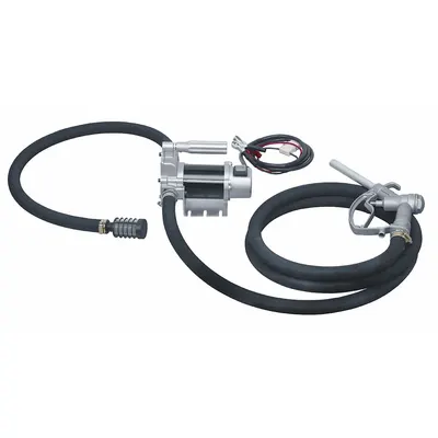 Dayton Electric Drum Pump: 12 V DC, 1/4 hp HP, 12 gpm Max. Flow Rate, Pump with Hose & Nozzle - Portable DC-Powered Fuel Transfer Pumps