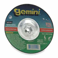 NORTON Cut-Off & Grinding Wheel: Type 27, 9" x 1/8" x 5/8"-11, Aluminum Oxide, 24 Grit, Gemini (MPN 66253048983)