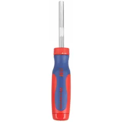This multi-bit screwdriver includes 32 tips covering Torx, spanner, Torq-Set, and Tri-Wing profiles. It is suited for driving security fasteners in applications where standard bits cannot engage, such as electronics, automotive, and industrial maintenance.