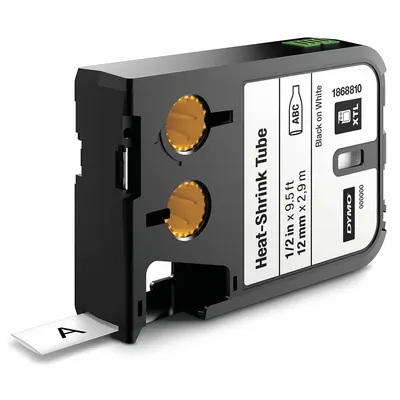 DYMO Sleeve Label: 1/2 in, Polyolefin - Dymo Continuous Sleeve Label Roll Cartridges