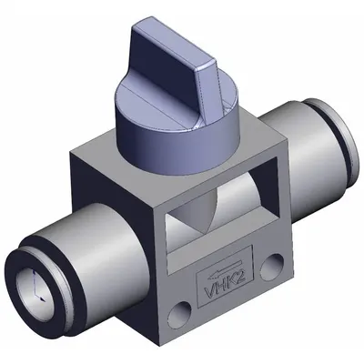 SMC Finger valve: VHK Series, Knob Actuator, 2 Ports, 8 mm, Side-Ported Body - VHK Series Manual Air Control Valves