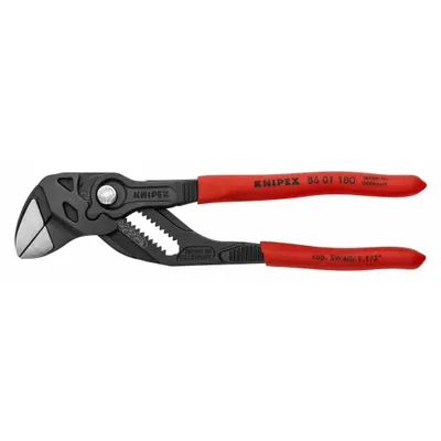 KNIPEX Black Pliers Wrench: Flat, Push Button, 1 1/2 in Max Jaw Opening, 7 1/8 in Overall Lg - Flat-Jaw Tongue & Groove Pliers