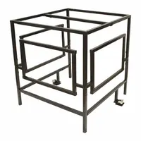 Steel security cage for ground-mounted air conditioning condensers. Lockable enclosure fits units with heights from 34 to 59 inches and widths from 30 to 51 inches. Provides protection for outdoor condenser equipment