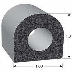 This D-shaped seal is made of EPDM foam rubber with a high-strength self-adhesive backing for mounting. It measures 25 ft in length and is black in color. Typical applications include sealing gaps around doors, panels, and enclosures to provide compression sealing and vibration dampening.