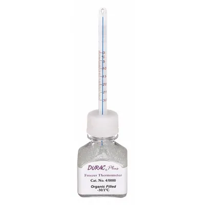 DURAC PLUS Bottle Thermometer: -30°C to 1°C, +/-0.75°C, 30 mL Bottle Volume - Analog Bottle Thermometers for Freezers & Ultra-Low Freezers