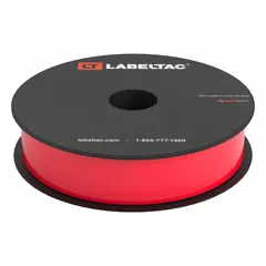 This thermal transfer continuous label roll measures 1 inch by 150 feet and is made of red gloss vinyl rated for indoor and outdoor use. It is compatible with the LabelTac 4 printer series. Typical applications include pipe marking, equipment labeling, and hazard warnings in industrial facilities.