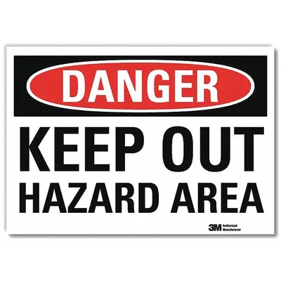 LYLE Danger Sign: Reflective Sheeting, Adhesive Sign Mounting, 7 in x 10 in Nominal Sign Size - Danger: Keep Out Hazard Area Signs