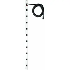 Industrial power strip with 10 outlets, 15 ft cord, and 20 A rating. Clip mounting style for secure attachment to workbenches or racks. Suitable for general workshop, maintenance, and light manufacturing environments. Not UL rated for healthcare.