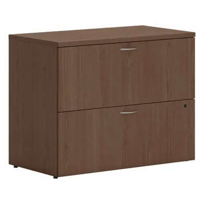 HON Lateral File Cabinet with Drawer: Walnut, 2 Drawers, 29 in Overall Ht, 20 in Overall Dp - Lateral File Cabinets
