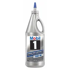 Synthetic heavy equipment drivetrain transmission fluid in a 1 qt bottle. SAE 75W-90 viscosity grade with viscosity index 146, meeting API GL-5 specification. Suitable for transmissions and differentials in heavy equipment requiring extreme pressure protection and thermal stability.