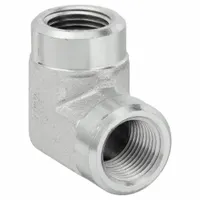 Hydraulic Hose Adapter: 3/8 in x 3/8 in Fitting Size, Female x Female, NPTF x NPTF, Rigid, 90° Elbow (MPN 2087-6-6S)