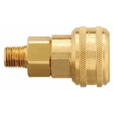 PARKER Quick Connect Hose Coupling: 3/8 in Body Size, 1/4 in Hose Fitting Size - Industrial Interchange Brass Quick-Connect Air Coupling Bodies