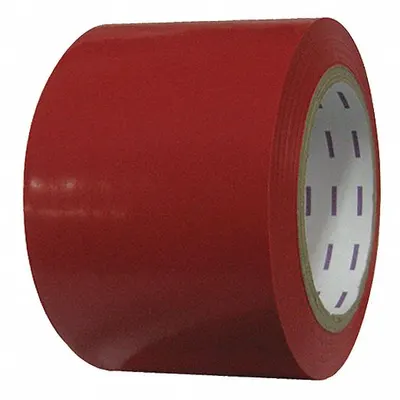 CONDOR Floor Marking Tape: Gen Purpose, Solid, Red, 3 in x 108 ft, 4 mil Tape Thick - General Purpose Floor Marking Tape
