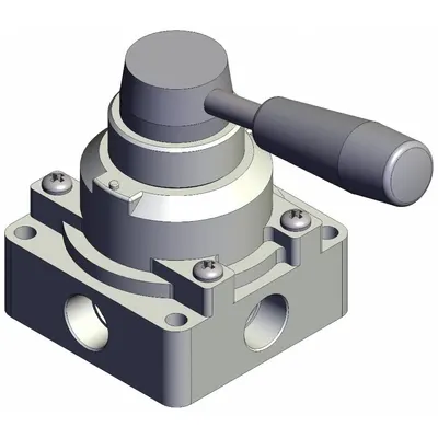 SMC Hand Valve: VH Series, Lever Actuator, 3/8 in NPT, Side-Ported Body - VH Series Manual Air Control Valves